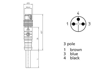 M8 - 3 Pole Male Straight