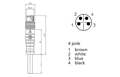 M8 - 4 Pole Male Straight