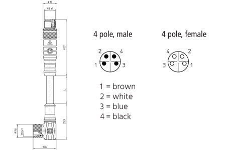 M8 - 4 Pole Male/90-deg Female